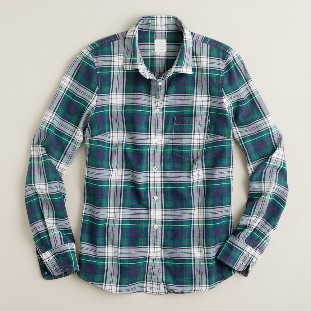 J. Crew | Carrick Tartan “Boy Shirt” in Green